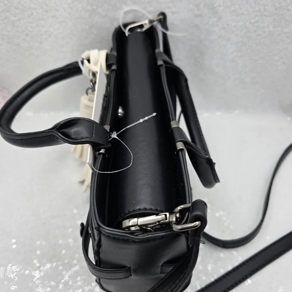 Steve Madden BMEAD Top Handle East West Crossbody Satchel Black Bag Horse Charm